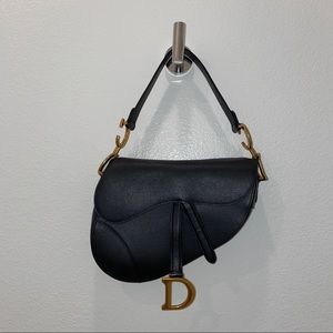 Christian Dior Saddle Bag in Navy Grained Calfskin plus matching Shoulder Strap